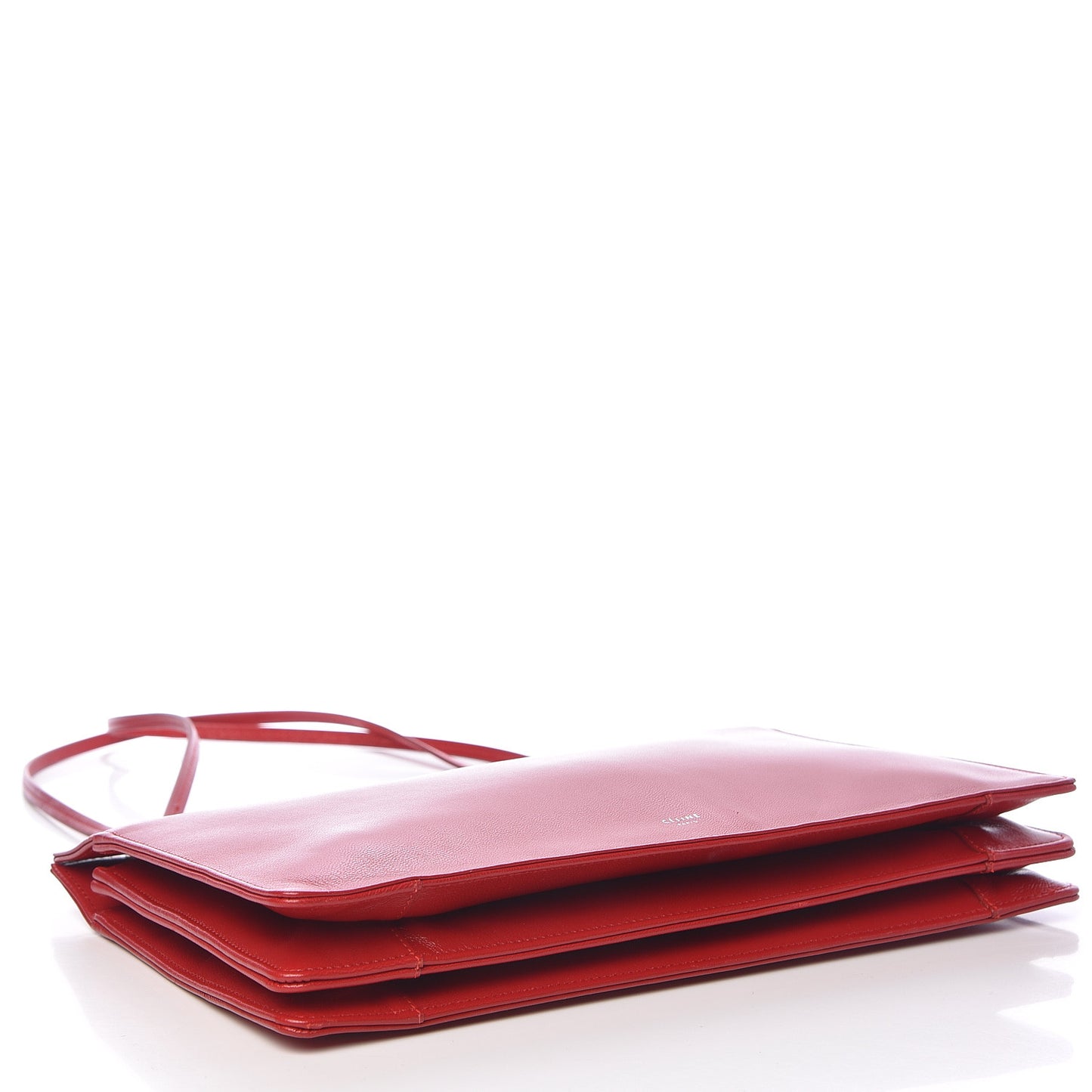 Patina Box Calfskin Medium Clasp Shoulder Bag Pop Red