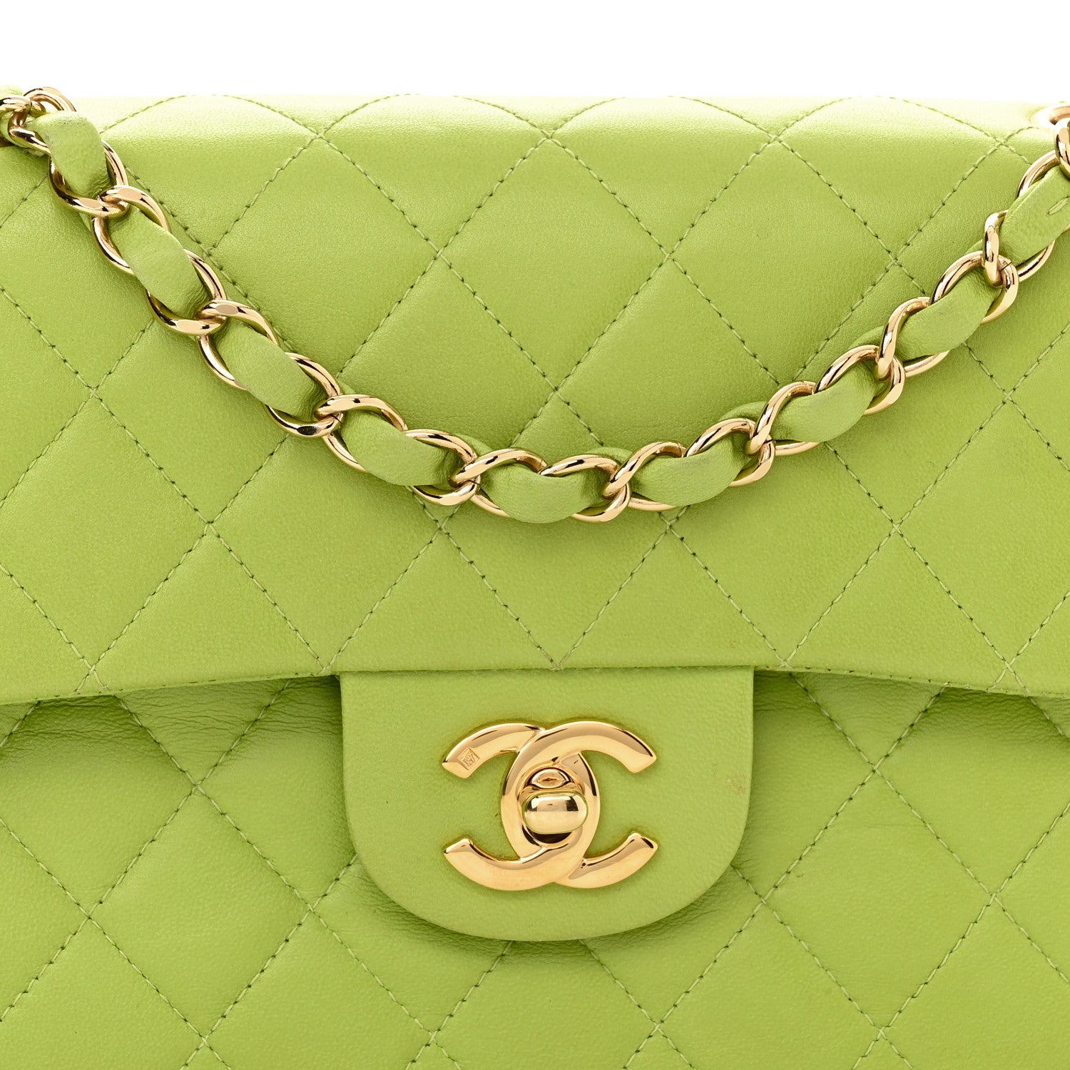 Chanel Lambskin Quilted Small Double Flap Green 8 of 13