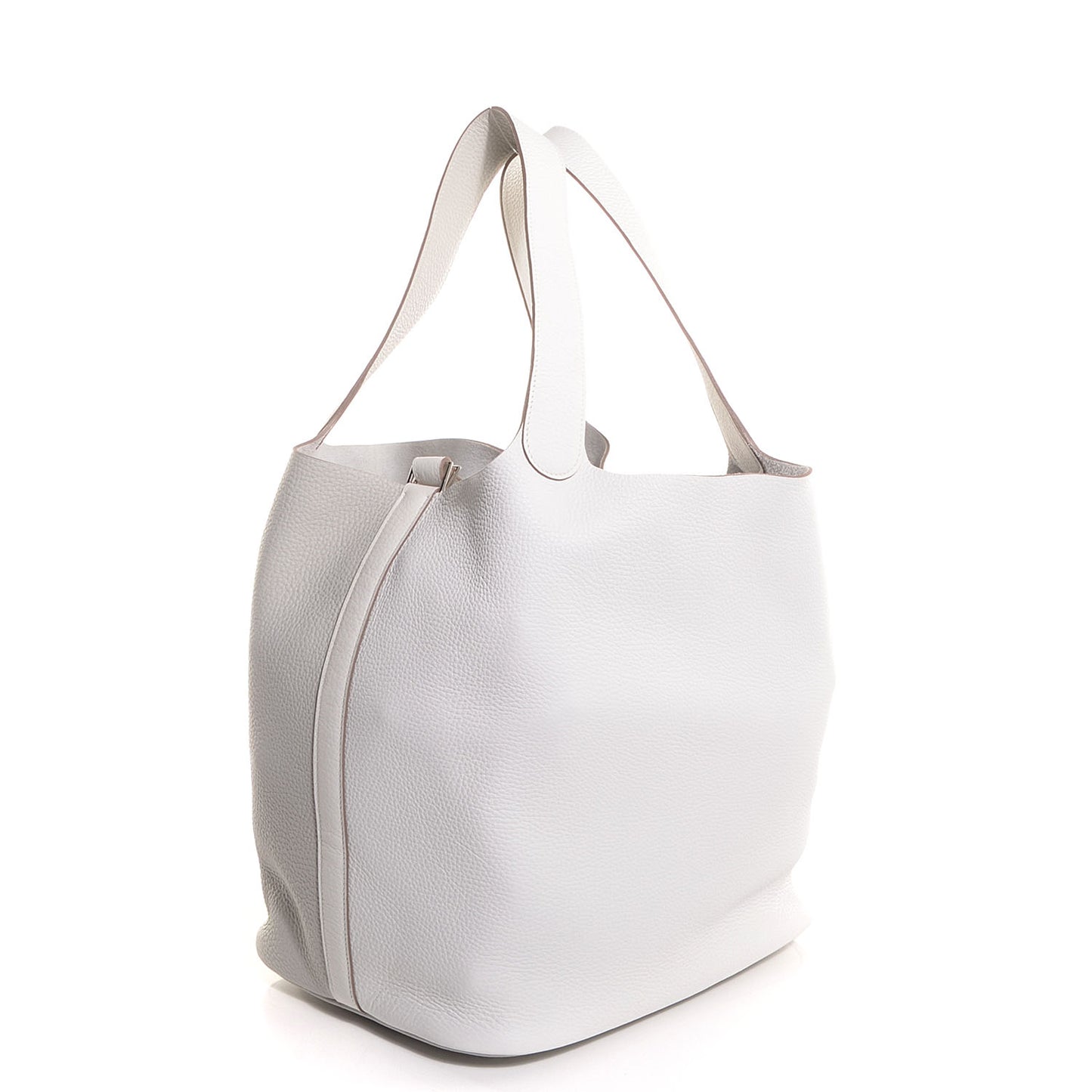 Taurillon Clemence Picotin Lock TGM Gris Perle White