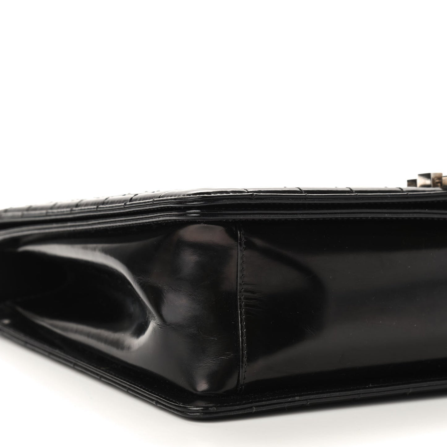 Glazed Calfskin Large Boy Flap Black