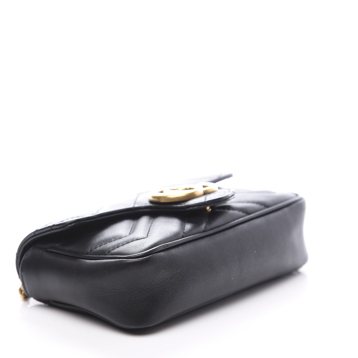 Calfskin Matelasse Super Mini GG Marmont Shoulder Bag Black