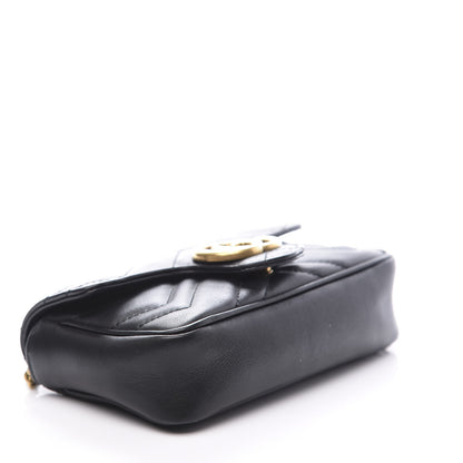 Gucci Calfskin Matelasse Super Mini GG Marmont Shoulder Bag Black 7 of 9
