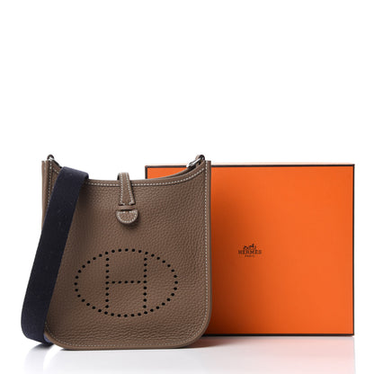Hermes Taurillon Clemence Amazone Evelyne TPM Etoupe Bleu Indigo 11 of 11