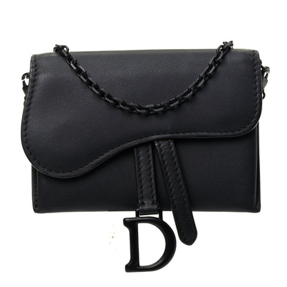 Christian Dior Ultra Matte Calfskin Nano Saddle Chain Pouch Black 1 of 4