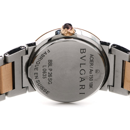 Bulgari Stainless Steel 18K Rose Gold Diamond Mother of Pearl 26mm Quartz Watch 4 of 5