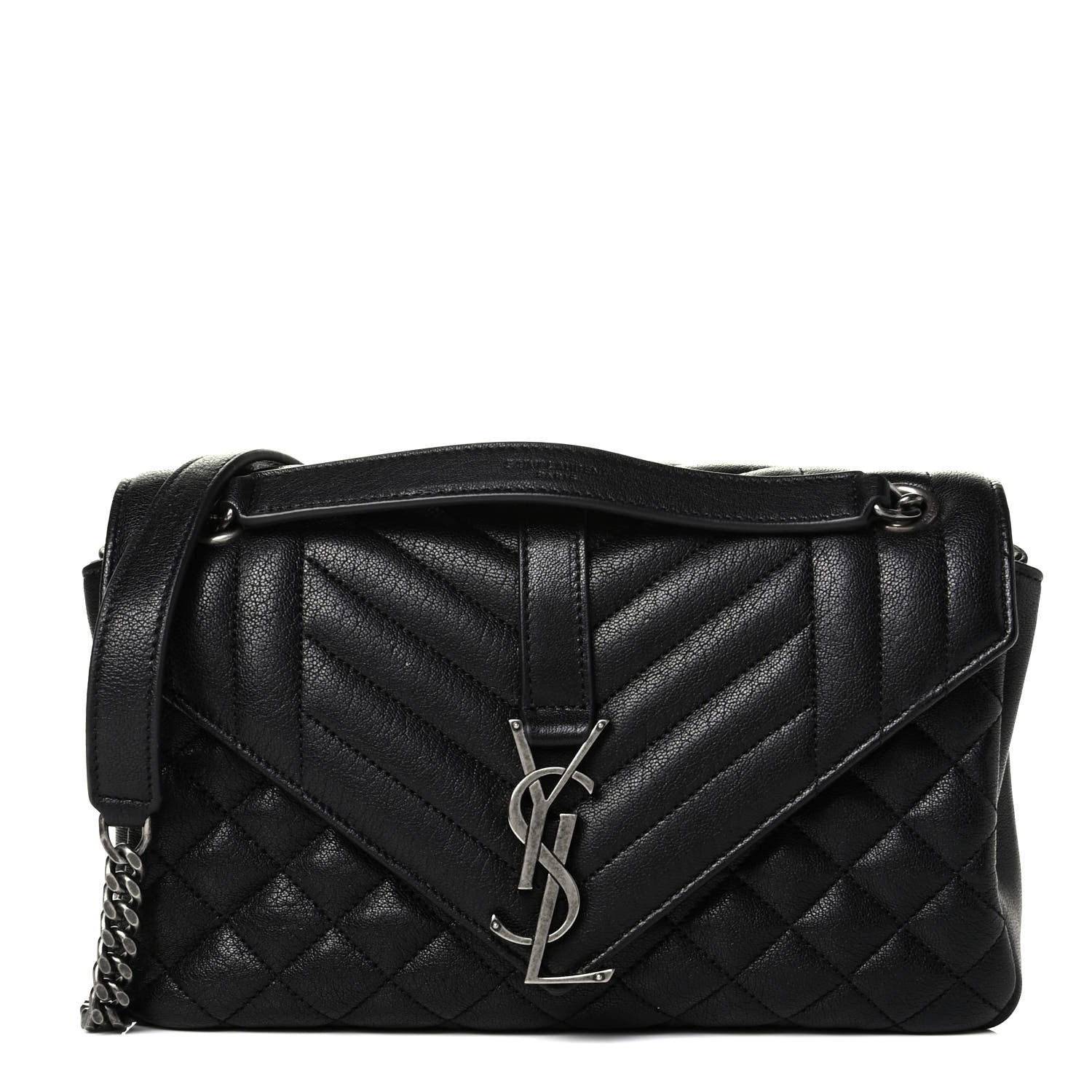 Saint Laurent Sheepskin Tri-Quilt Monogram Medium College Bag Black 1 of 6