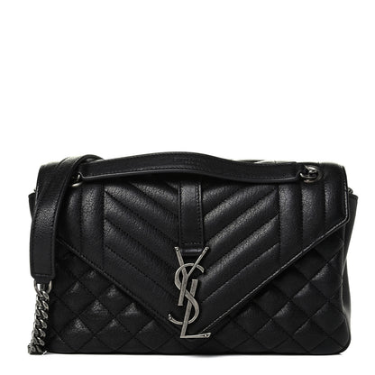 Saint Laurent Sheepskin Tri-Quilt Monogram Medium College Bag Black 1 of 6