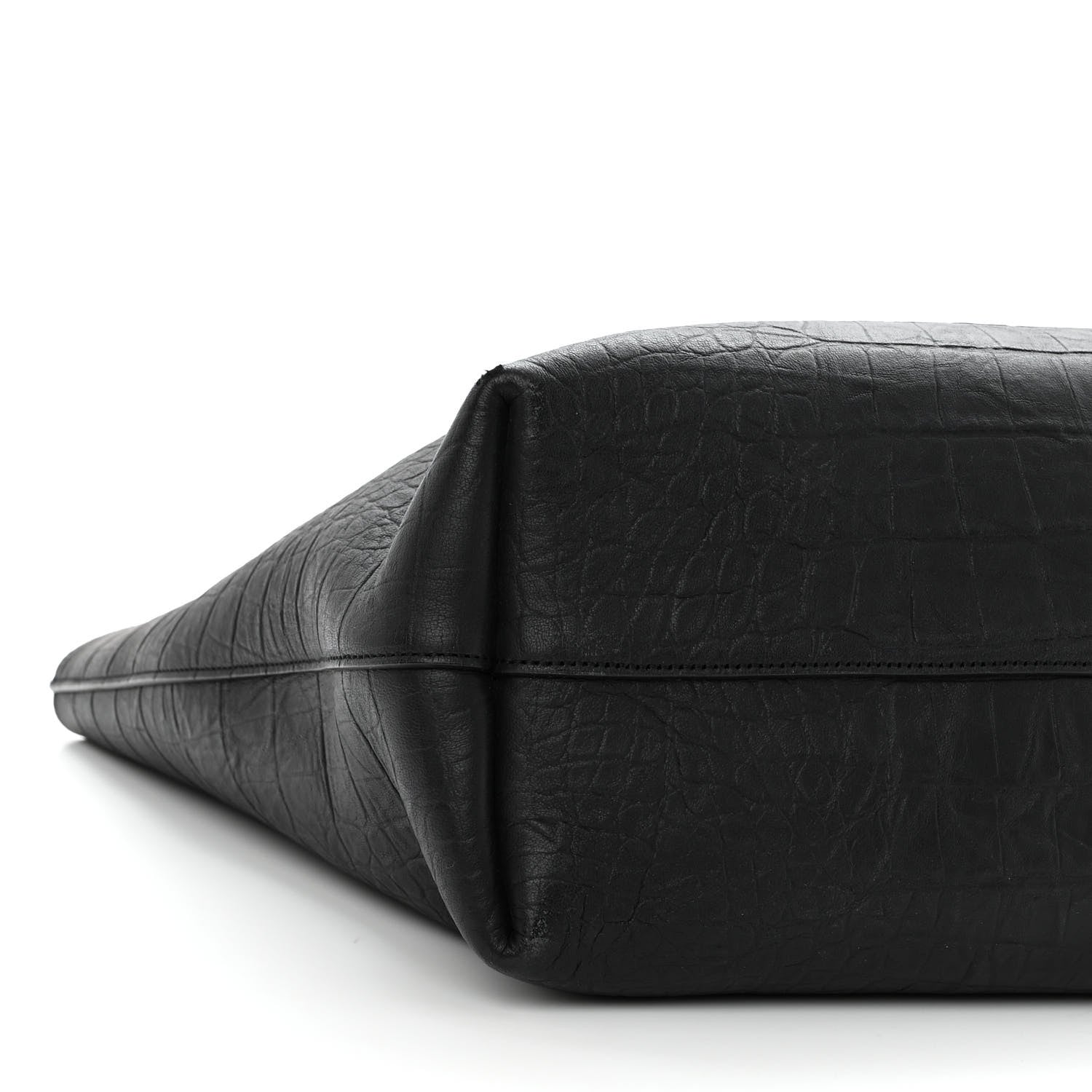 Saint Laurent Calfskin Crocodile Embossed Large Shopper Tote Black 9 of 11