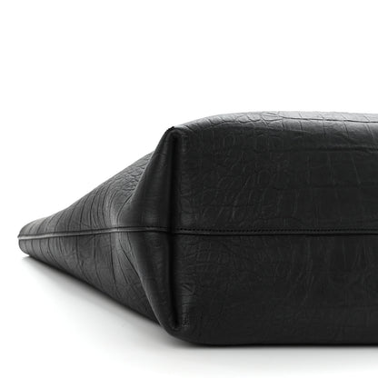 Saint Laurent Calfskin Crocodile Embossed Large Shopper Tote Black 9 of 11