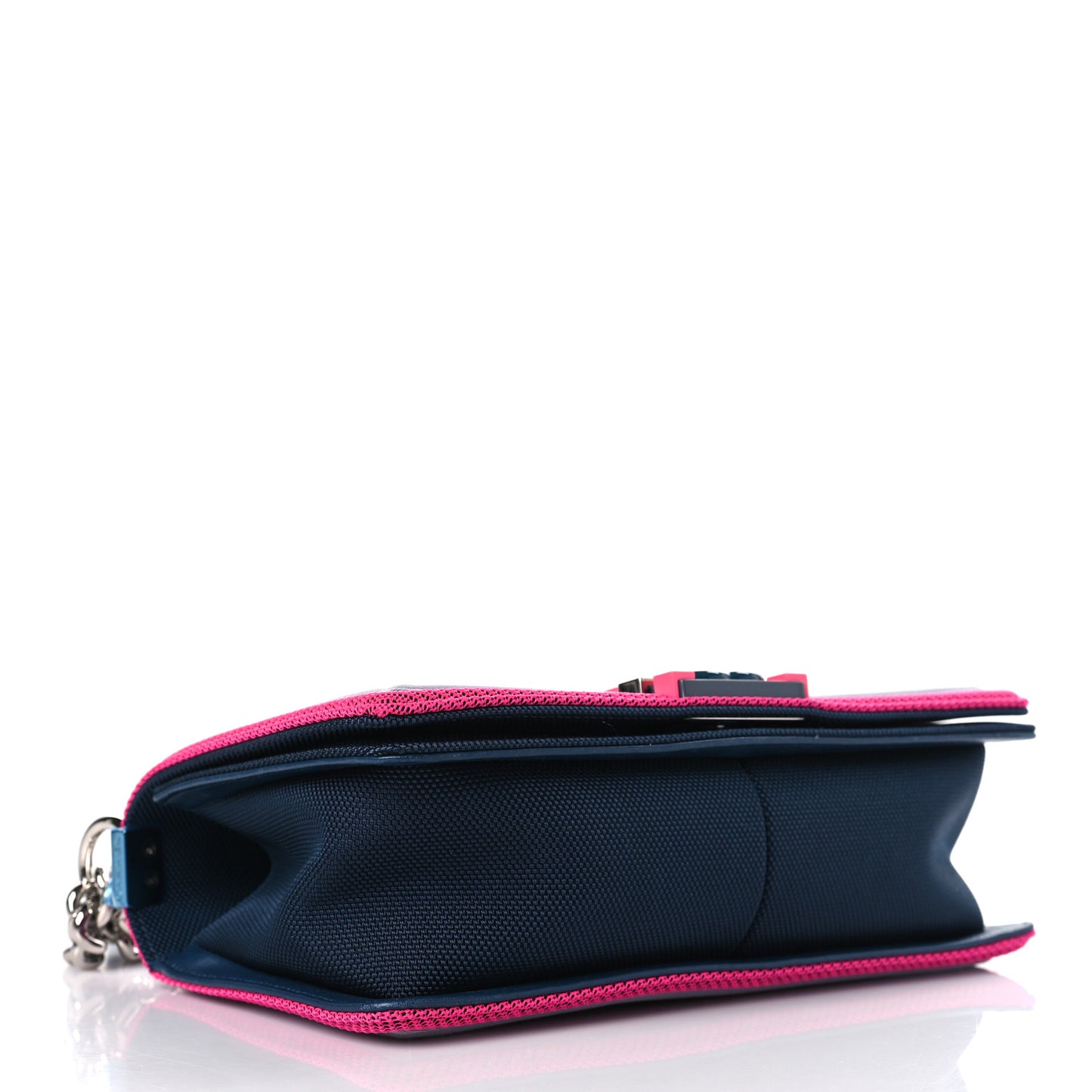Canvas Quilted Medium Fluo Boy Flap Dark Navy Fuchsia Grey