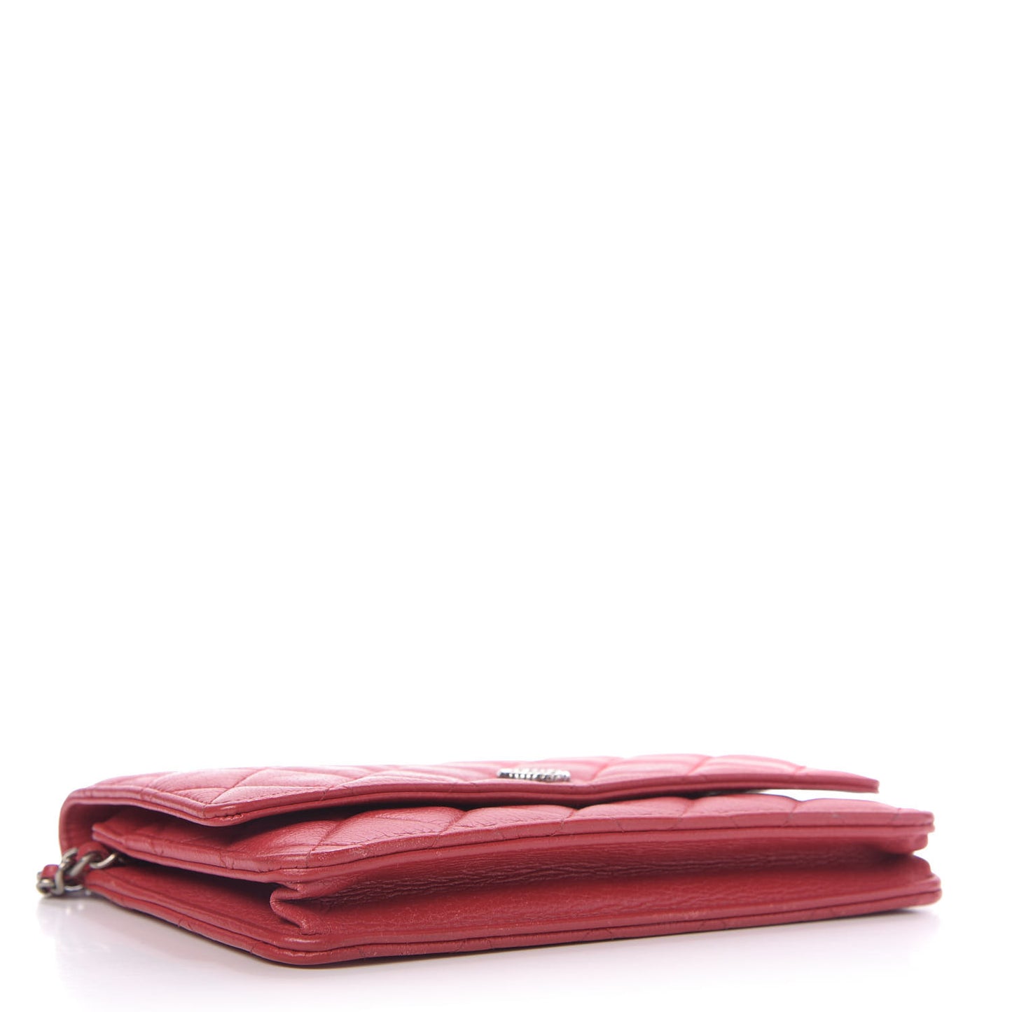 Calfskin Diamond Stitch Wallet On Chain WOC Red