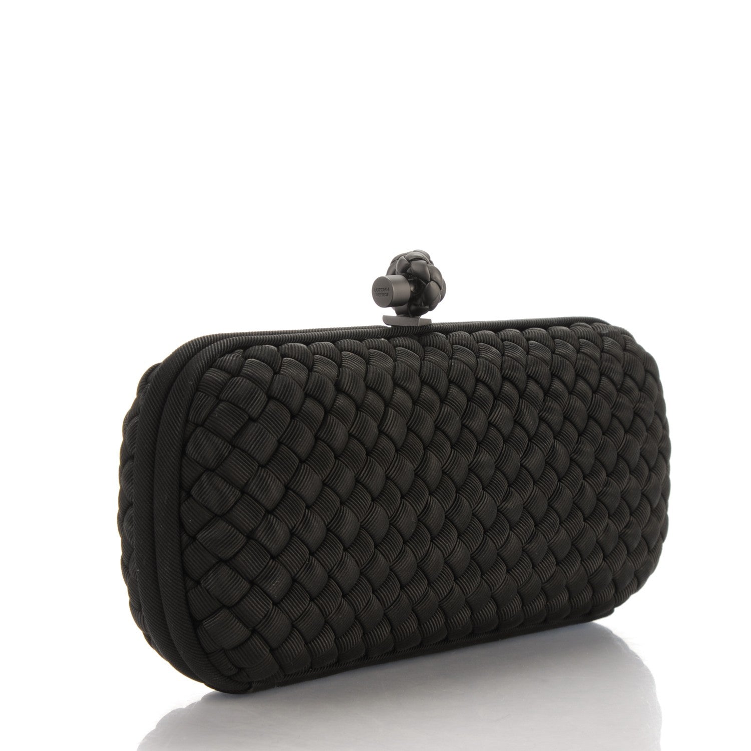 Bottega Veneta Silk Faille Intrecciato Knot Clutch Black 3 of 6