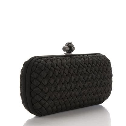 Bottega Veneta Silk Faille Intrecciato Knot Clutch Black 3 of 6