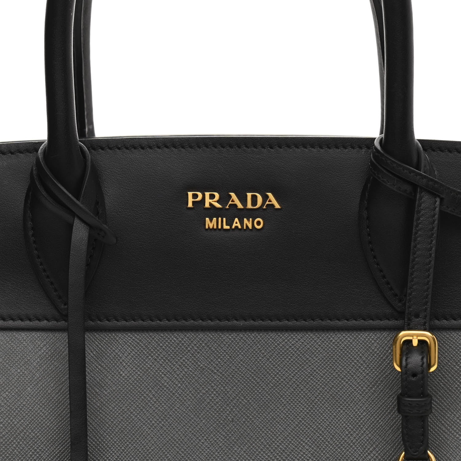 Prada Saffiano City Calf Medium Esplanade Tote Mercurio Black 7 of 9