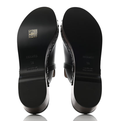 Hermes Calfskin Carlotta Mules 38 Black 5 of 7