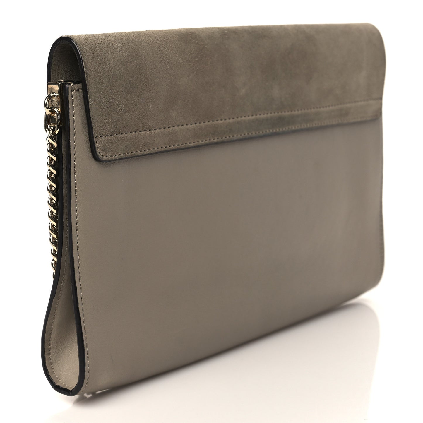 Suede Calfskin Faye Clutch Motty Grey