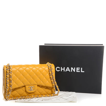 Chanel Lambskin Jumbo Double Flap Yellow 4 of 9