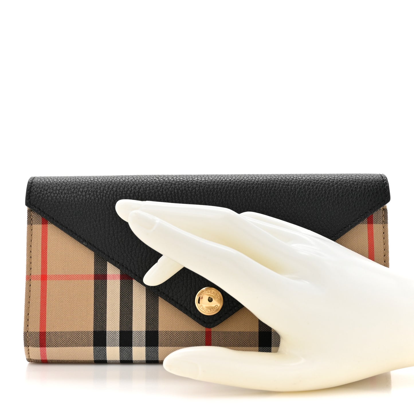 Vintage Check Grain Calfskin Halton Wallet Black