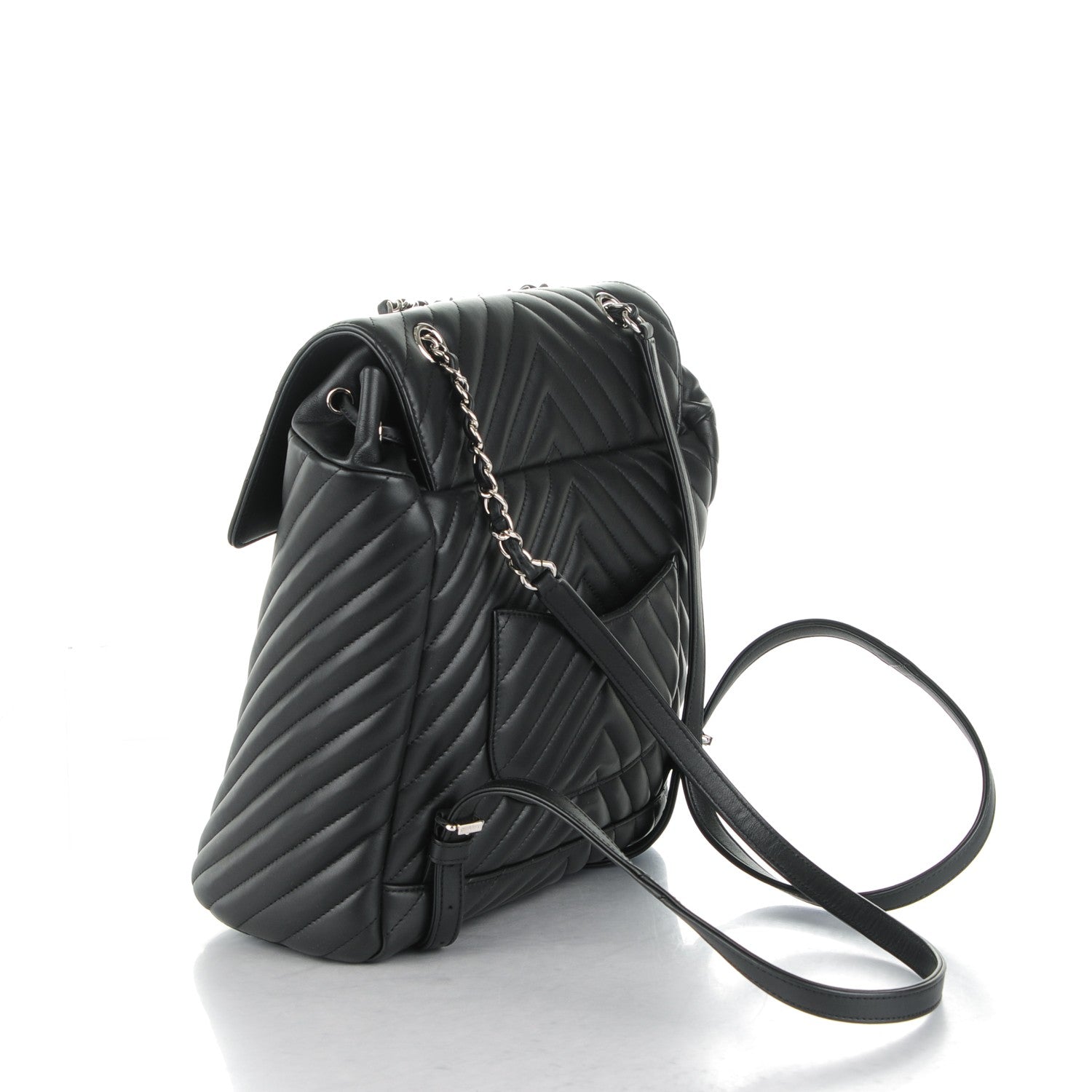 Chanel Calfskin Chevron Quilted Large Urban Spirit Backpack Black 3 of 8