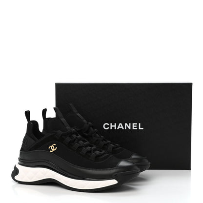 Chanel Velvet Calfskin Mixed Fibers CC Sneakers 40 Black 9 of 9