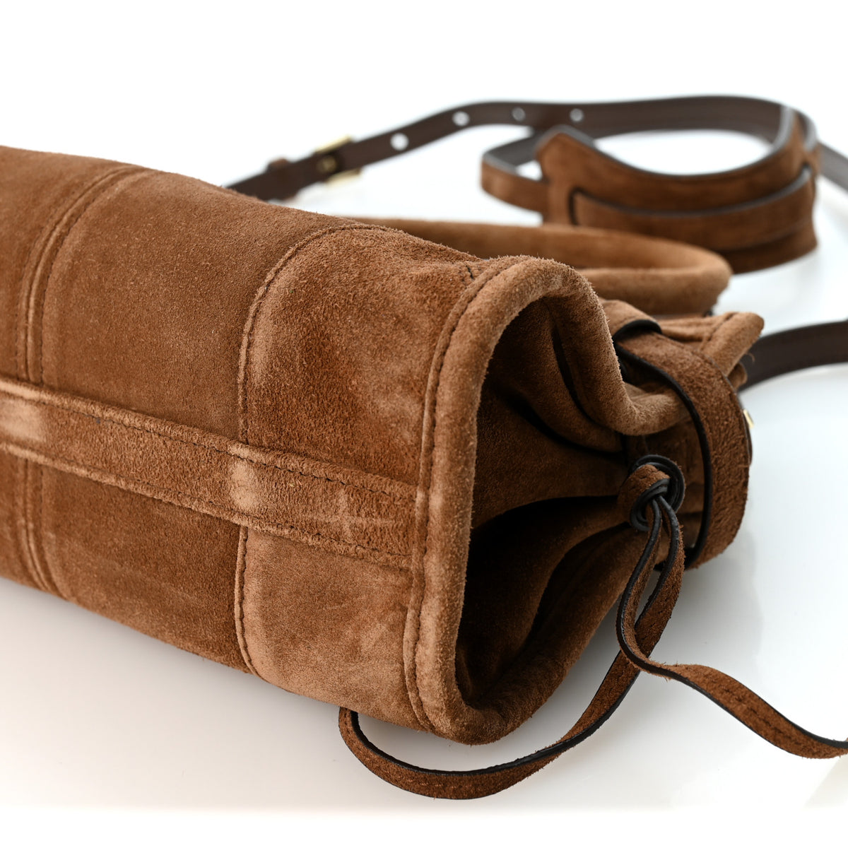 Suede Triangle Mini Bonnie Shoulder Bag Cacao