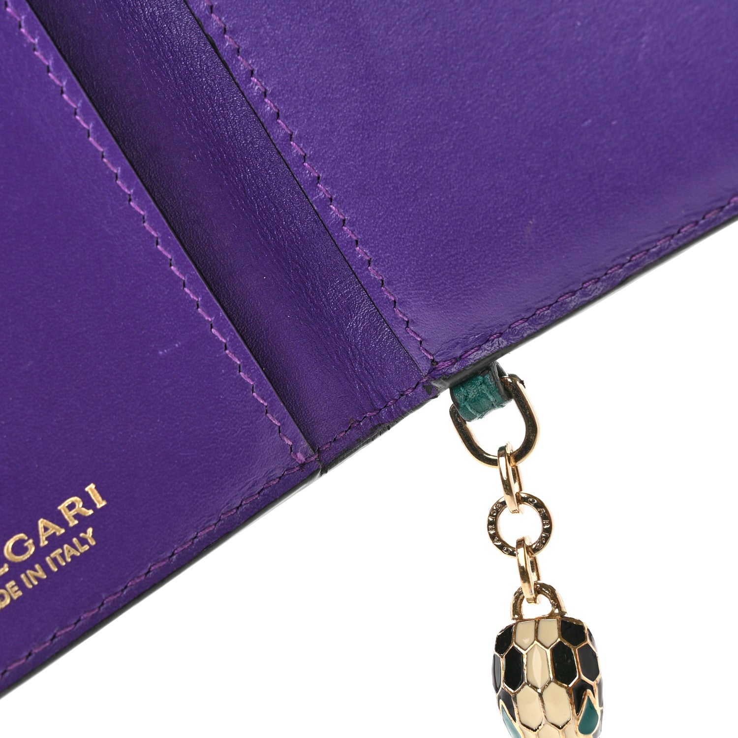 Bulgari Serpenti Calfskin Card Case Emerald Green Amethyst 12 of 12