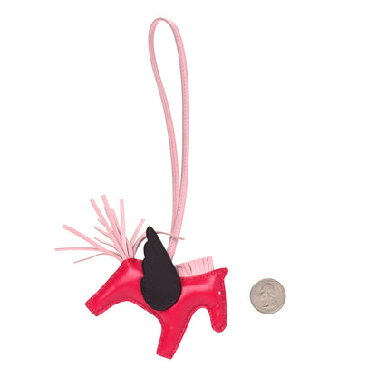 Hermes Milo Lambskin Grigri Rodeo Pegase Horse Bag Charm PM Framboise Rose Sakura Rouge Sellier 2 of 4