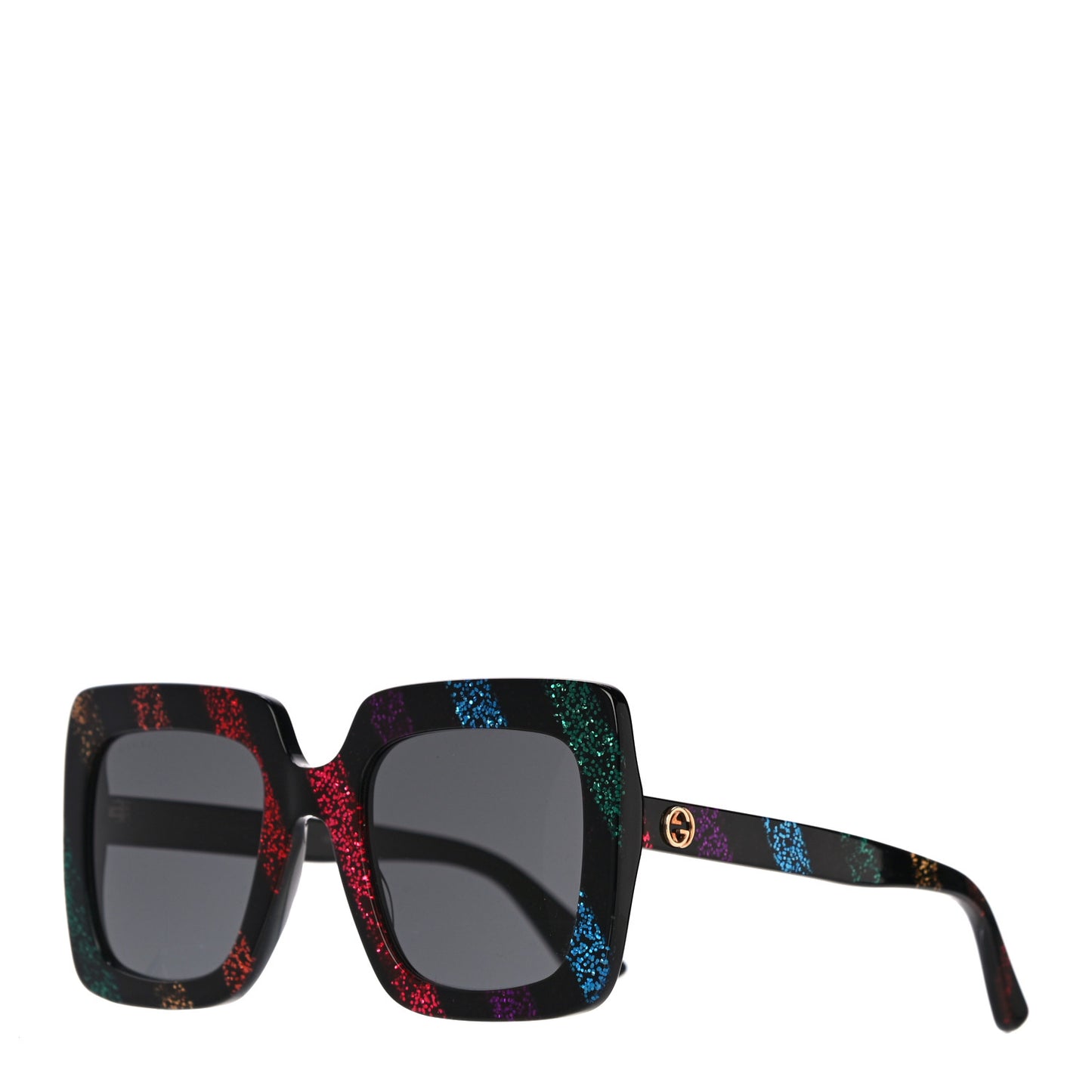 Acetate Oversize Stripe Sunglasses GG0328S Black Multi