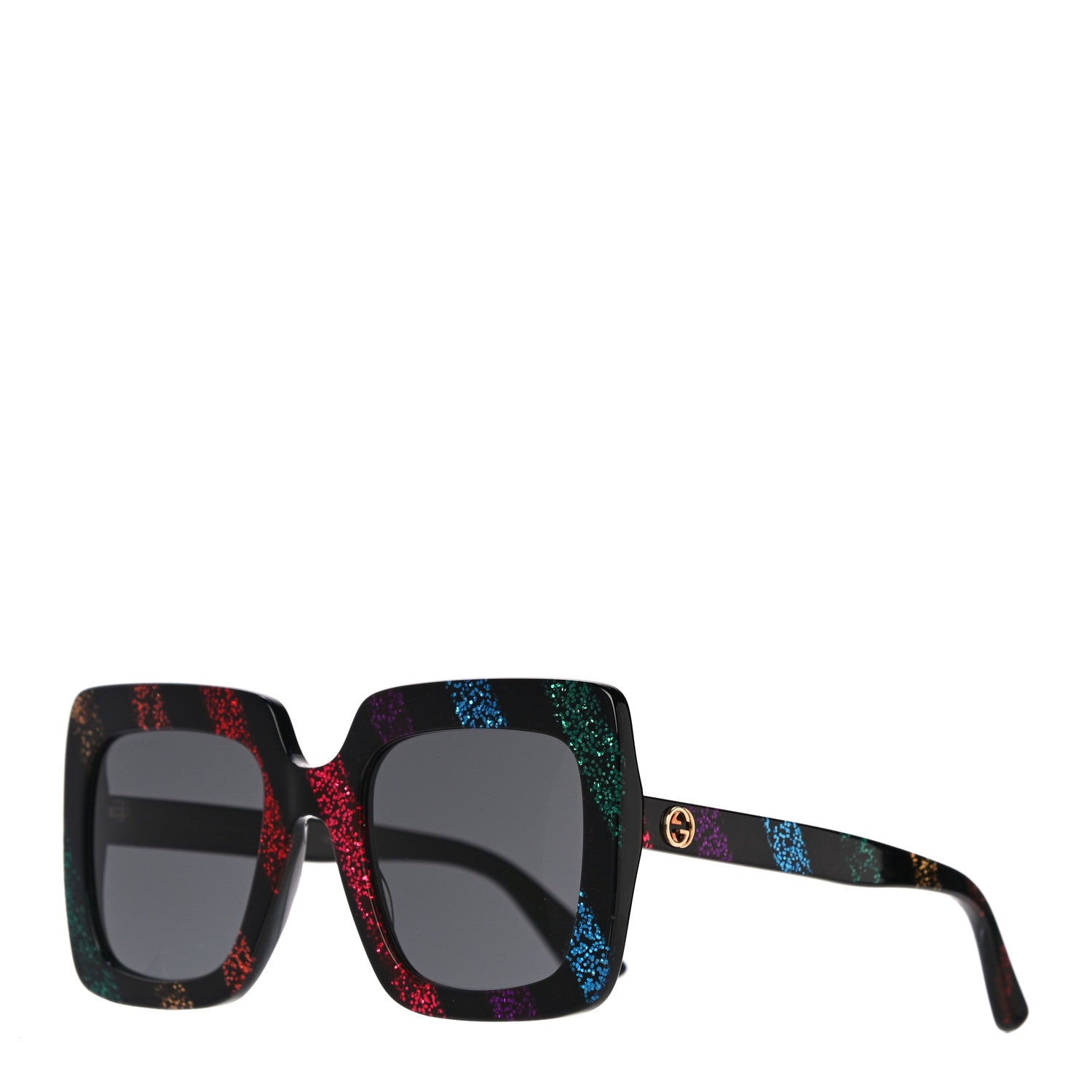 Gucci Acetate Oversize Stripe Sunglasses GG0328S Black Multi 1 of 7