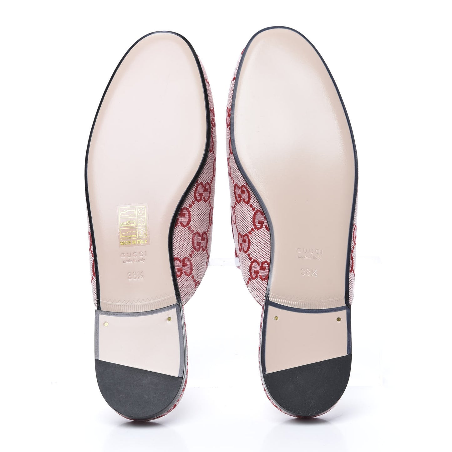 Canvas GG Monogram Horsebit Womens Princetown Slippers 38.5 Gardenia Hibiscus Red