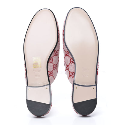 Gucci Canvas GG Monogram Horsebit Womens Princetown Slippers 38.5 Gardenia Hibiscus Red 4 of 8