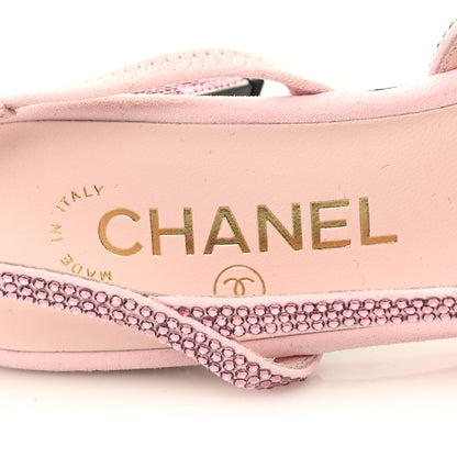 Chanel Strass Grosgrain Cap Toe CC Slingback Pumps 38 Pink Black 8 of 8