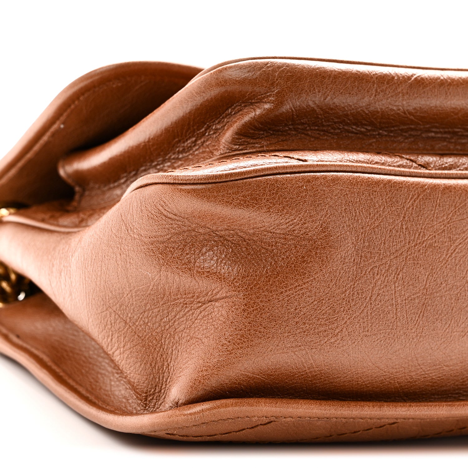 Saint Laurent Crinkled Calfskin Matelasse Monogram Medium Niki Chain Satchel Caramel 9 of 10