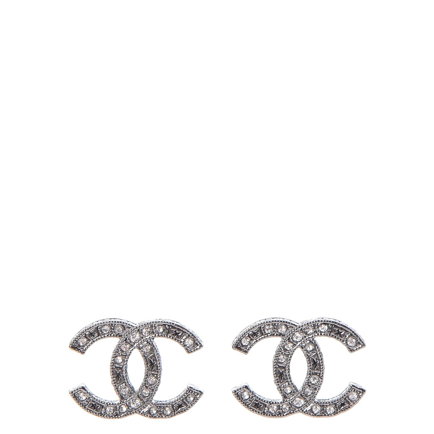 Crystal Star CC Earrings Silver Grey