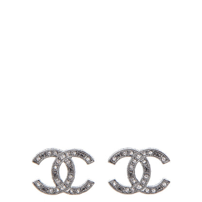 Chanel Crystal Star CC Earrings Silver Grey 1 of 6