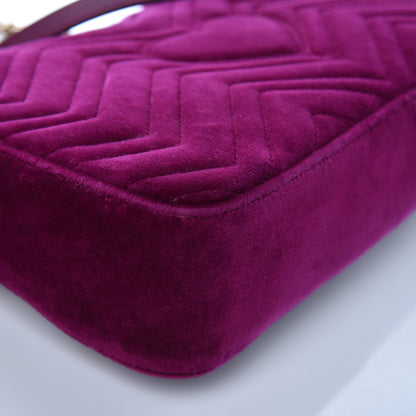Gucci Velvet Matelasse Medium GG Marmont Shoulder Bag Fuchsia Violet Cyclamen 11 of 13