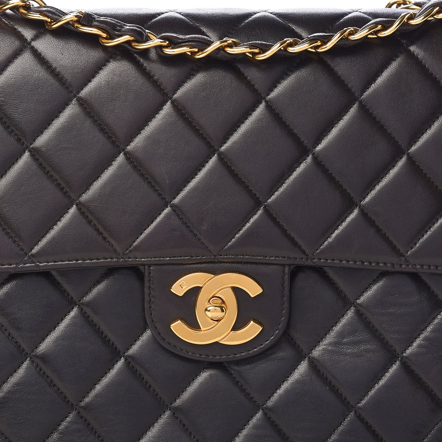 Lambskin Quilted Jumbo Single Flap Black