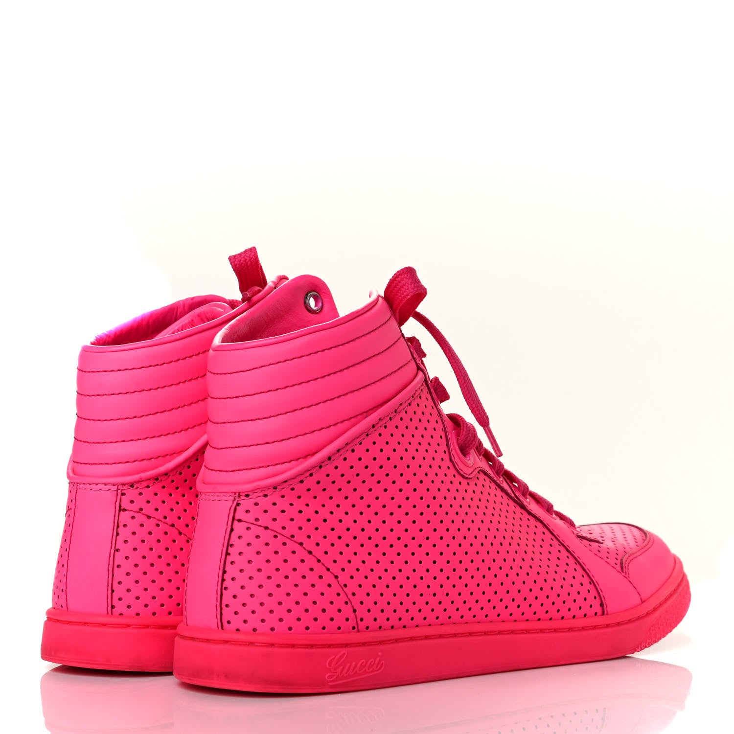 Gucci Calfskin Coda High Top Sneakers 36.5 Neon Pink 3 of 5