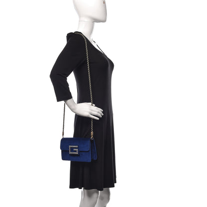 Gucci Velvet Crystal Square G Shoulder Bag Cobalt Blue 2 of 11