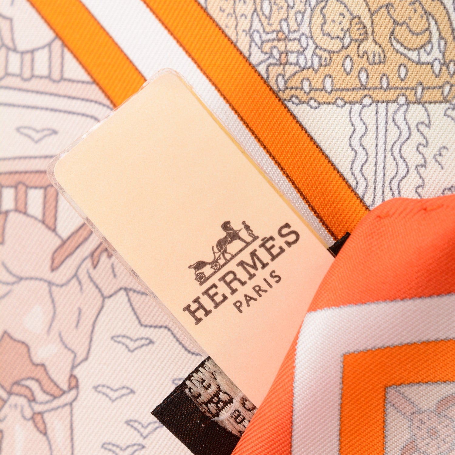 Hermes Silk Flanerie A Versailles Scarf 90 Orange Vif Beige Rose Poudre 5 of 5