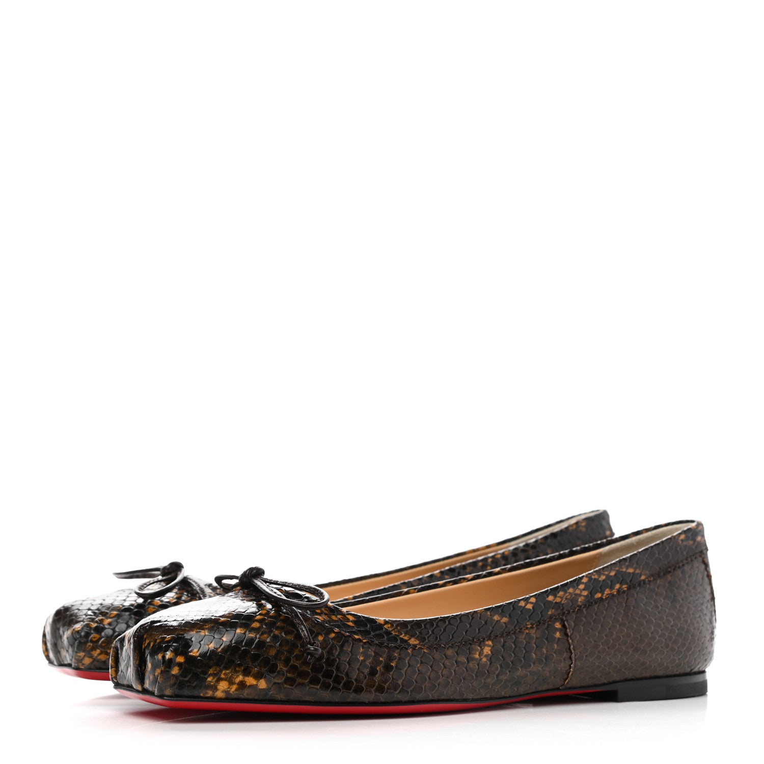 Christian Louboutin Snakeskin Embossed Mamadrague Flats 36 Dark Brown 3 of 7
