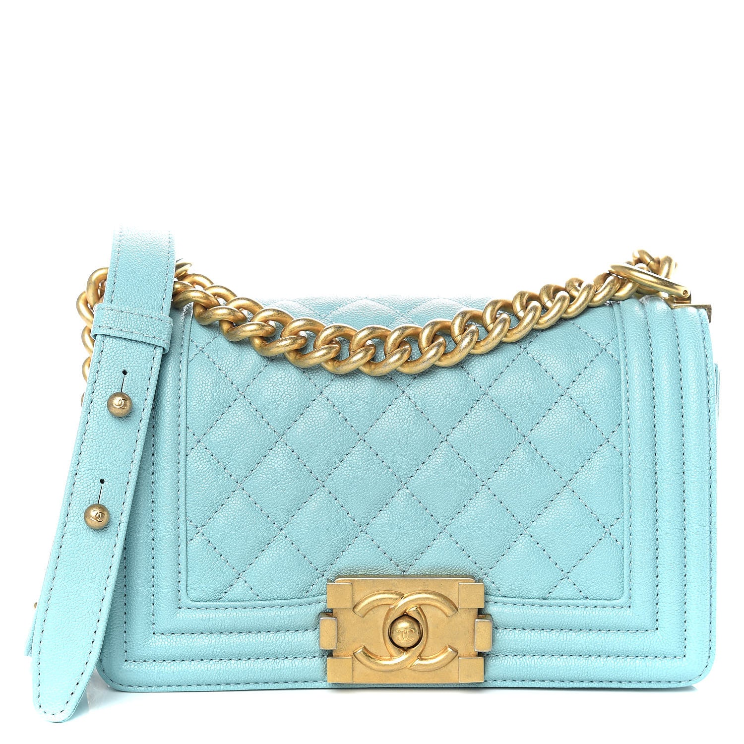 Chanel Caviar Quilted Small Boy Flap Light Blue 1 of 10