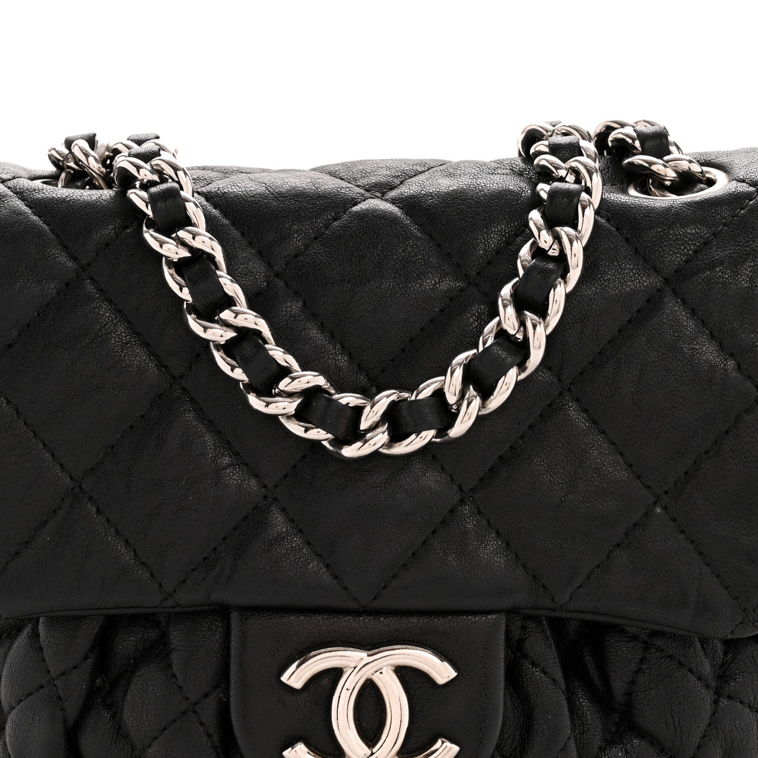 Chanel Washed Lambskin Quilted Mini Chain Around Flap Black 8 of 13