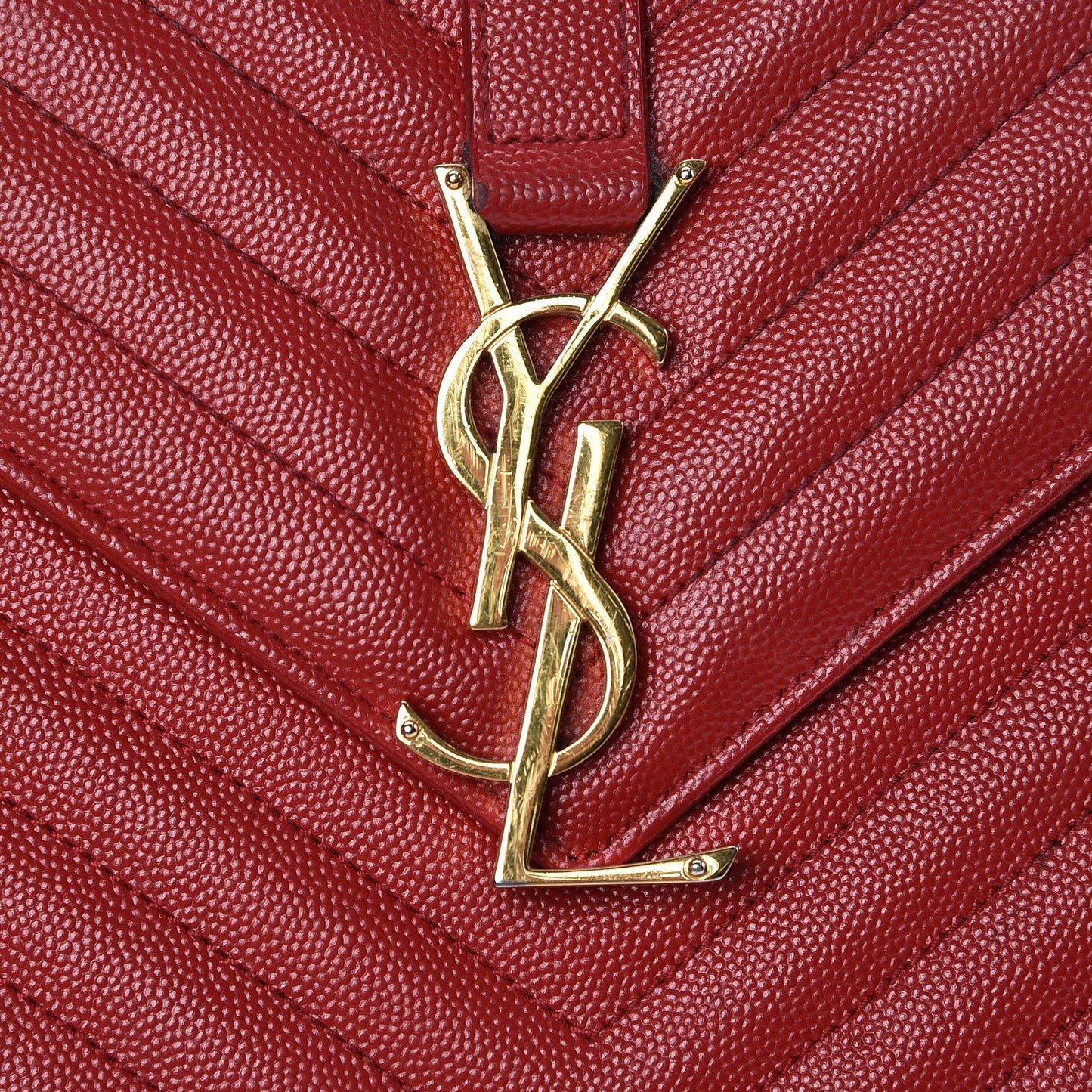Grain De Poudre Matelasse Chevron Large Monogram Satchel Lipstick Red