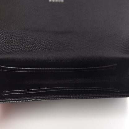 Saint Laurent Grain De Poudre Matelasse Chevron Small Monogram Envelope Wallet Black 7 of 7
