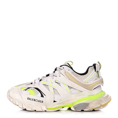 Balenciaga Mesh Nylon Worn Out Effect Womens Track Sneakers 41 White Fluo Yellow 1 of 9