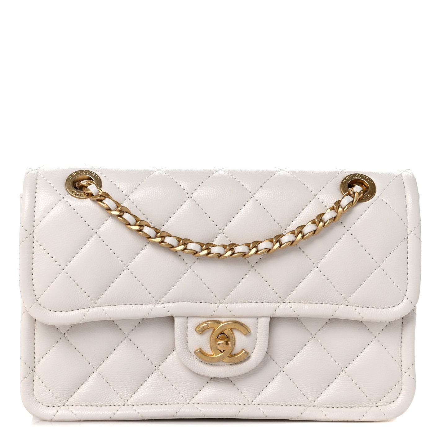 Caviar Quilted Medium Sweet Classic Flap White