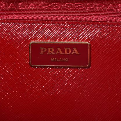 Prada Saffiano Vernice Floral Bauletto Bag Rosso Bianco 6 of 12