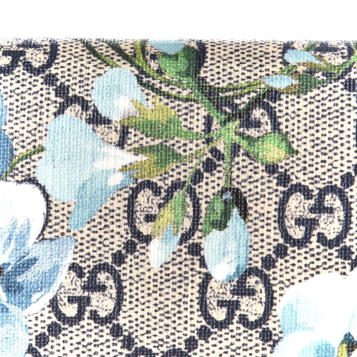 Gucci GG Supreme Monogram Blooms Zip Around Card Case Wallet Beige Blue Navy 9 of 9
