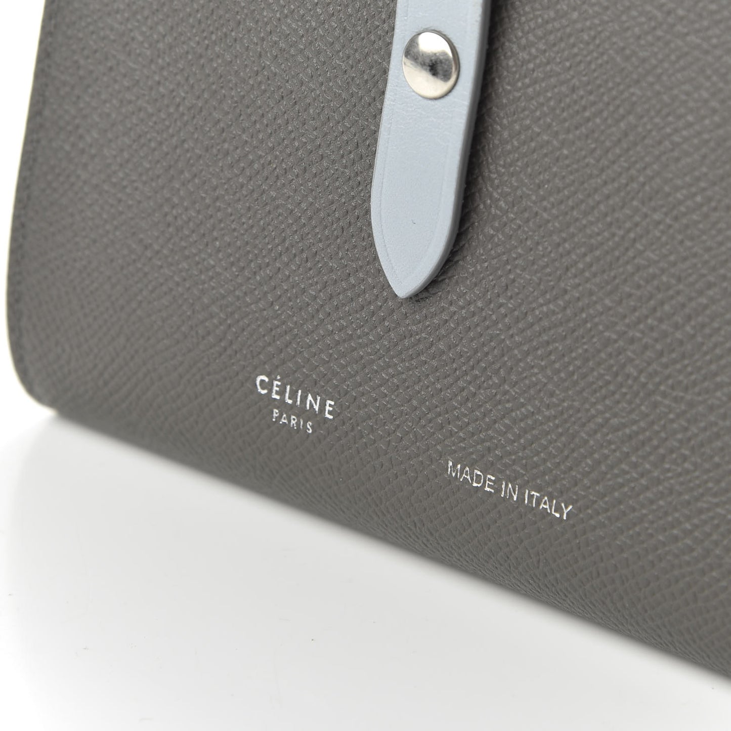 Grained Calfskin Medium Multifunction Strap Wallet Grey